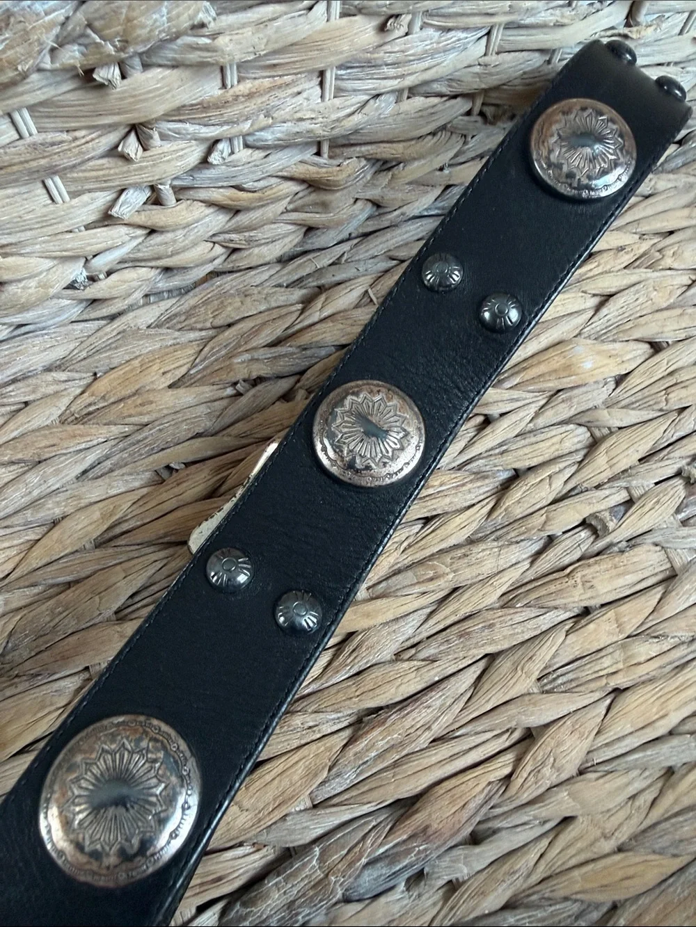 Brighton Black Leather Belt with Decorative Silver Concho